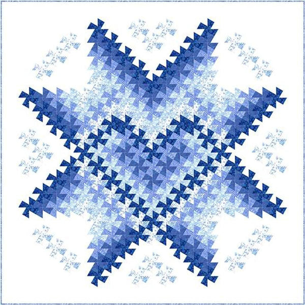 Image of the Twister Love Quilt Pattern by Quilt Moments for Riley Blake Designs. Features a blue star pattern with a quilt in the middle. 
Cute Little Fabric Shop