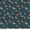 Image of the Vintage Charm Floral Midnight quilting cotton fabric by Dani Mogstad for Riley Blake Designs. Features scattered blossoms on a dark blue background. 
Cute Little Fabric Shop