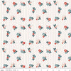 Image of the Vintage Charm Floral Stripes Blush quilting cotton fabric by Dani Mogstad for Riley Blake Designs. Features scattered flowers on a striped white and pink background. 
Cute Little Fabric Shop
