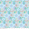 Image of the Get Your Cray-on with Crayola Fireworks Sky quilting cotton fabric by Riley Blake Designs. Official Licensed Product. Features colorful doodles on a light blue background. 
Cute Little Fabric Shop