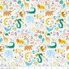 Image of the Get Your Cray-on with Crayola Main White quilting cotton fabric by Riley Blake Designs. Official Licensed Product. Features colorful animals, flowers, and doodles on a white background. 
Cute Little Fabric Shop