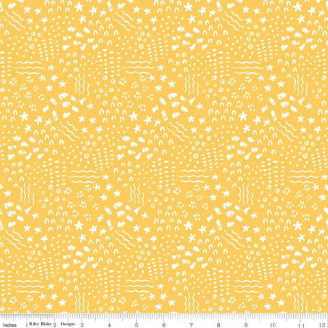 Image of the Get Your Cray-on with Crayola Dense Doodle Yellow quilting cotton fabric by Riley Blake Designs. Official Licensed Product. Features crayon-drawn squiggles and doodles on a light yellow background. 
Cute Little Fabric Shop