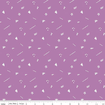 Image of the Get Your Cray-on with Crayola Ditsy Doodle Purple quilting cotton fabric by Riley Blake Designs. Official Licensed Product. Features crayon-drawn squiggles and doodles on a purple background. 
Cute Little Fabric Shop