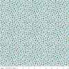 Image of the Playtime 30's Flowers Sky quilting cotton fabric by Lindsay Wilkes for Riley Blake Designs. Features small scattered flowers on a light aqua background. 
Cute Little Fabric Shop