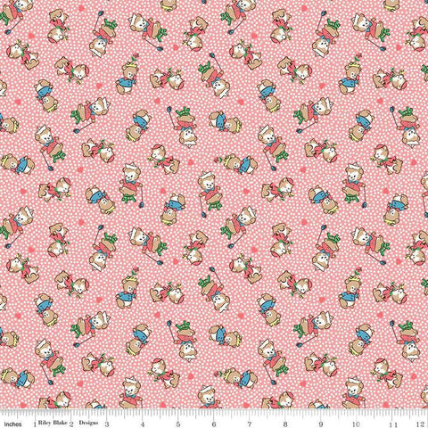 Image of the Playtime 30s Main Pink quilting cotton fabric by Lindsay Wilkes for Riley Blake Designs. Features small teddy bears on a light pink background. 
Cute Little Fabric Shop
