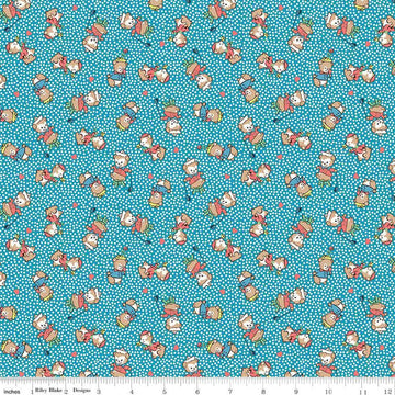 Image of the Playtime 30s Main Blue quilting cotton fabric by Lindsay Wilkes for Riley Blake Designs. Features small teddy bears on a midnight blue background. 
Cute Little Fabric Shop