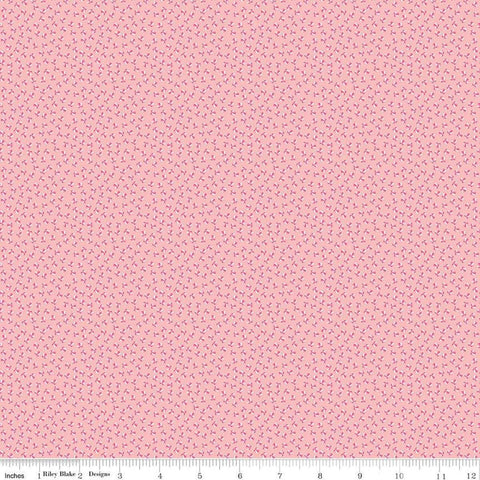 Image of the Playtime 30s Bouncy Balls Pink quilting cotton fabric by Lindsay Wilkes for Riley Blake Designs. Features small balls on a light pink background. 
Cute Little Fabric Shop