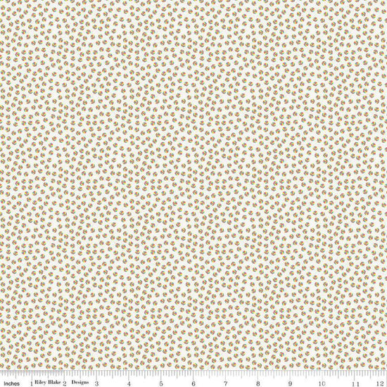 Image of the Playtime 30s Bouncy Balls Cloud quilting cotton fabric by Lindsay Wilkes for Riley Blake Designs. Features small balls on a light cream background. 
Cute Little Fabric Shop