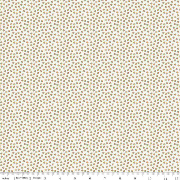 Image of the Playtime 30s Bouncy Balls Cloud quilting cotton fabric by Lindsay Wilkes for Riley Blake Designs. Features small balls on a light cream background. 
Cute Little Fabric Shop