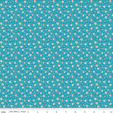 Image of the Playtime 30s Building Blocks Blue quilting cotton fabric by Lindsay Wilkes for Riley Blake Designs. Features small building blocks on a blue background. 
Cute Little Fabric Shop