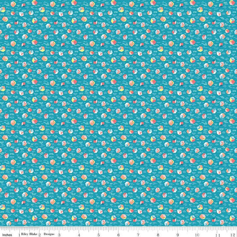 Image of the Playtime 30s Building Blocks Blue quilting cotton fabric by Lindsay Wilkes for Riley Blake Designs. Features small building blocks on a blue background. 
Cute Little Fabric Shop