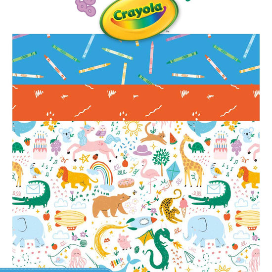 Image of the Get Your Cray-on with Crayola storyboard by Riley Blake Designs. Official licensed product. Features the storyboard for the collection. 
Cute Little Fabric Shop