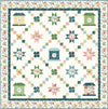 Image of the Melody Lane Quilt Boxed Kit by Beverly McCullough for Riley Blake Designs. Features clocks and stars with many colors on a white background. 
Cute Little Fabric Shop