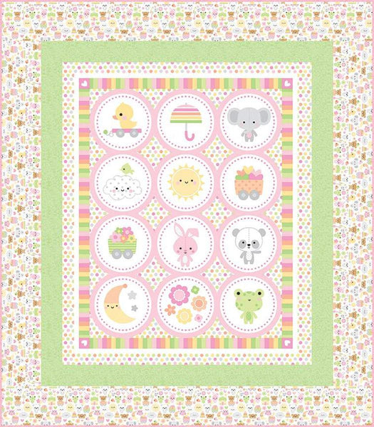 Image of the Bundle of Joy Panel Quilt Boxed Kit by Doodlebug Design Inc for Riley Blake Designs. Features baby animals on a quilt with many colored borders. 
Cute Little Fabric Shop