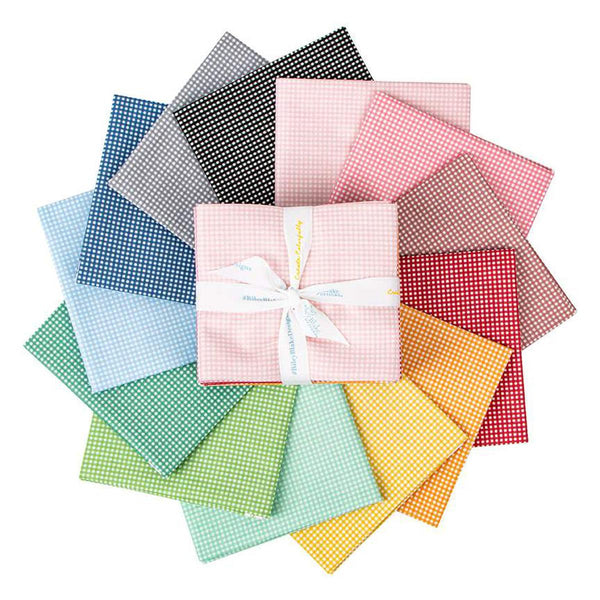 Image of the Micro Gingham Fat Quarter Bundle by Riley Blake Designs. Features sixteenth inch gingham fat quarter bundles in a 13 pack. 
Cute Little Fabric Shop