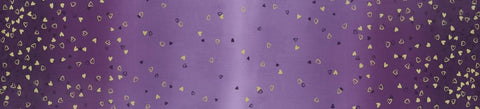 I Heart Ombre METALLIC 10875 Aubergine - Moda - Light to Darker Purple with Gold SPARKLE Stars - Quilting Cotton Fabric