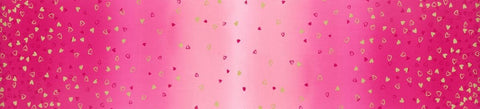 I Heart Ombre METALLIC 10875 Fucshia - Moda - Light to Darker Hot Pink with Gold SPARKLE Stars - Quilting Cotton Fabric