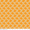 Image of the Cheddar at Twilight Vines Cheddar quilting cotton fabric by Riley Blake Designs. Features a plaid apttern of leaves and stems on a bright orange background. 
Cute Little Fabric Shop