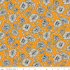 Image of the Cheddar at Twilight Main Cheddar quilting cotton fabric by Riley Blake Designs. Features large flowers and leaves on a bright orange background. 
Cute Little Fabric Shop