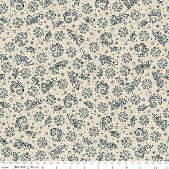 Image of the Cheddar at Twilight Scarf Cream quilting cotton fabric by Riley Blake Designs. Features geometric paisley patterns on a cream white background. 
Cute Little Fabric Shop