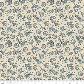 Image of the Cheddar at Twilight Scarf Cream quilting cotton fabric by Riley Blake Designs. Features geometric paisley patterns on a cream white background. 
Cute Little Fabric Shop