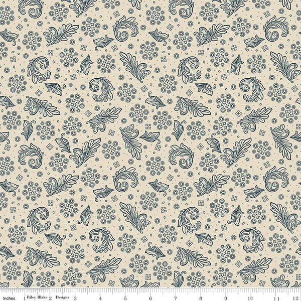 Image of the Cheddar at Twilight Scarf Cream quilting cotton fabric by Riley Blake Designs. Features geometric paisley patterns on a cream white background. 
Cute Little Fabric Shop