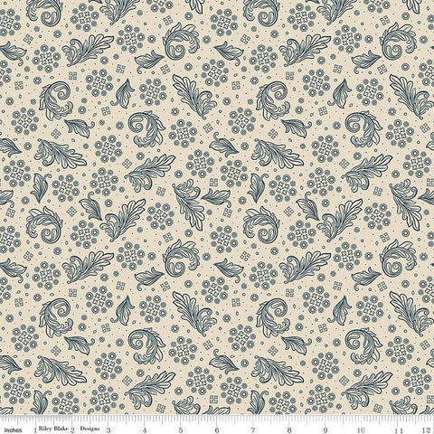 Image of the Cheddar at Twilight Scarf Cream quilting cotton fabric by Riley Blake Designs. Features geometric paisley patterns on a cream white background. 
Cute Little Fabric Shop