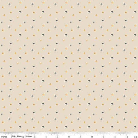 Image of the Cheddar at Twilight Flower Dots Cream quilting cotton fabric by Riley Blake Designs. Features small scattered flowers on a light cream background. 
Cute Little Fabric Shop