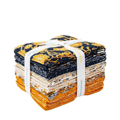 Image of the Cheddar at Twilight fat quarter bundle by The RBD Designers for Riley Blake Designs. Features floral fabrics and geometric patterns on orange, blue, and cream fabrics.
Cute Little Fabric Shop