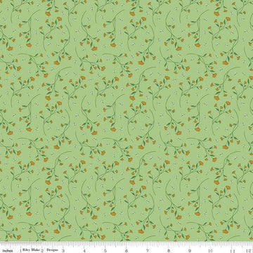 Image of the Melody Vines Grass quilting cotton fabric by Beverly McCullough for Riley Blake Designs. Features flowers on vines on a light green background. 
Cute Little Fabric Shop