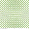 Image of the Melody Deco Leaves Grass quilting cotton fabric by Beverly McCullough for Riley Blake Designs. Features geometric green flowers on a white background. 
Cute Little Fabric Shop