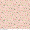 Image of the Melody Flutter Flora Peaches 'n Cream quilting cotton fabric by Beverly McCullough for Riley Blake Designs. Features butterflies, flowers, and leaves on a light pink background. 
Cute Little Fabric Shop