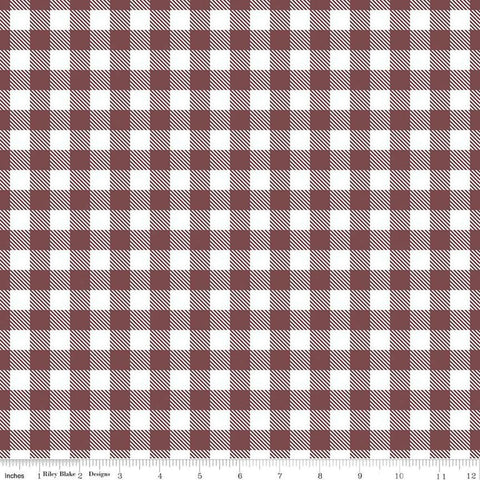 Image of the A Walk on the Prairie Plaid Marsala quilting cotton fabric by Modern Prairie for Riley Blake Designs. Features a printed gingham pattern on a dark maroon background.
Cute Little Fabric Shop