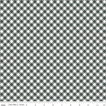 Image of the A Walk on the Prairie Gingham Deep River quilting cotton fabric by Modern Prairie for Riley Blake Designs. Features a printed diagonal gingham pattern on a dark turquoise background.
Cute Little Fabric Shop