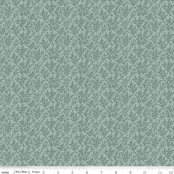 Image of the Buds & Butterflies Secret Wings Stone quilting cotton fabric by Cayla Naylor for Riley Blake Designs. Features sprigs of leaves and butterflies on a light green background. 
Cute Little Fabric Shop