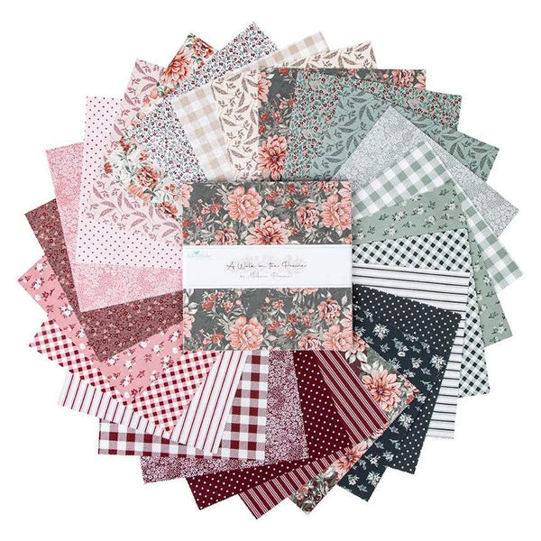 Image of the A Walk on the Prairie 10 inch stacker by Modern Prairie for Riley Blake Designs. Features floral fabrics with pink, grey, and cream.
Cute Little Fabric Shop