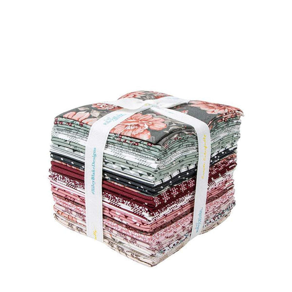 Image of the A Walk on the Prairie fat quarter bundle by Modern Prairie by Riley Blake Designs. Features grey and pink floral fabrics. 
Cute Little Fabric Shop