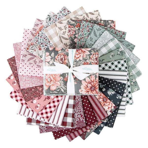 Image of the A Walk on the Prairie fat quarter bundle by Modern Prairie by Riley Blake Designs. Features grey and pink floral fabrics. 
Cute Little Fabric Shop