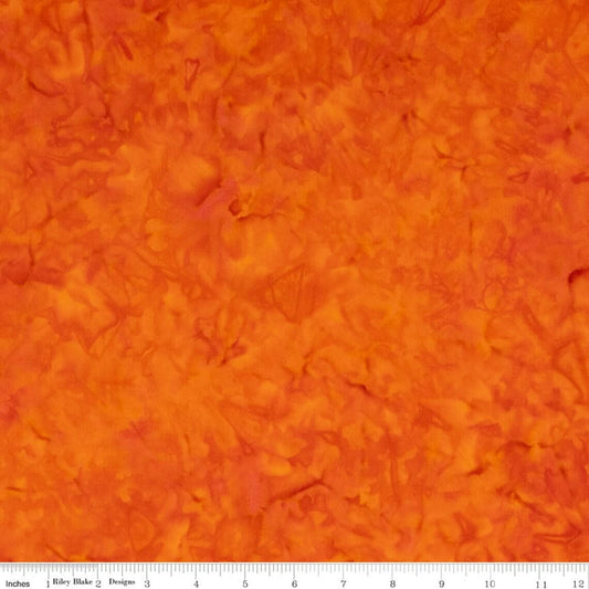 17" End of Bolt - CLEARANCE Batiks Expressions Hand-Dyes BTHH215 Orange Yellow Multi 1 - Riley Blake - Hand-Dyed Print - Quilting Cotton