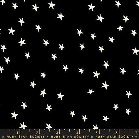 2 yard 29" End of Bolt - SALE Starry WIDE BACK RS4111 Black - Moda Fabrics - 107/108" Wide Stars White - Quilting Cotton Fabric