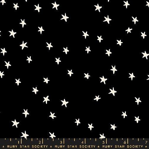 3 Yard Cut - SALE Starry WIDE BACK RS4111 Black - Moda Fabrics - 107/108" Wide Stars White - Quilting Cotton Fabric