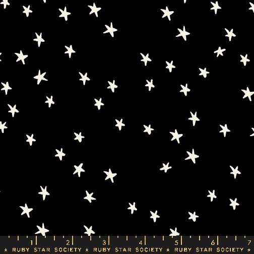 3 Yard Cut - Starry WIDE BACK RS4111 Black - Moda Fabrics - 107/108" Wide Stars White - Quilting Cotton Fabric