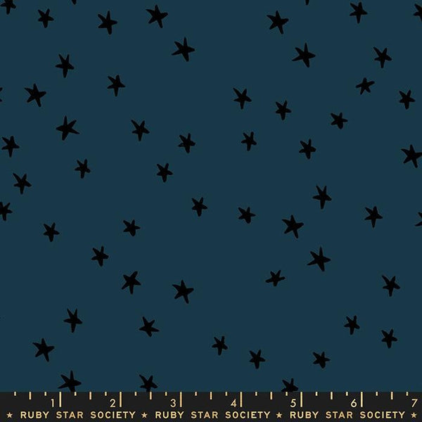 3 Yard Cut - SALE Starry WIDE BACK RS4111 Smoke - Moda Fabrics - 107/108" Wide Stars Navy Blue - Quilting Cotton Fabric