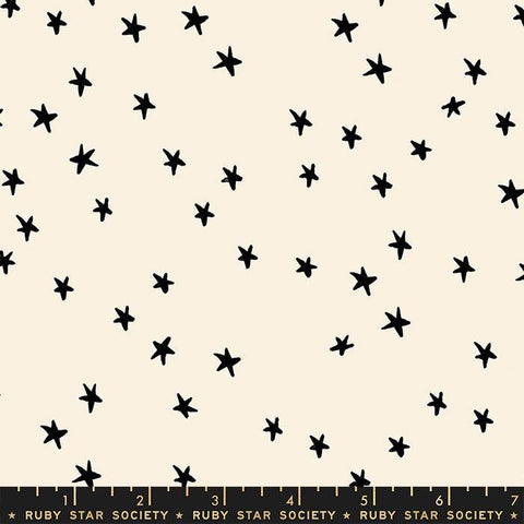 3 Yard Cut - Starry WIDE BACK RS4111 Natural - Moda Fabrics - 107/108" Wide Stars Black Cream - Quilting Cotton Fabric