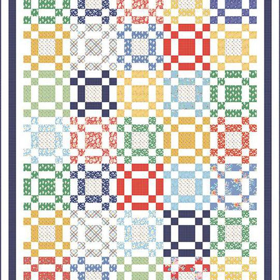Image of the All Squared Up quilt pattern by American Jane for Riley Blake Designs. Features squares of multicolored fabric on a white background.
Cute Little Fabric Shop