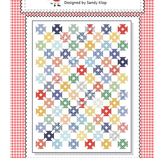 Image of the Darling Dashes quilt pattern by American Jane for Riley Blake Designs. Features small squares with diagonal white lines on a white background. 
Cute Little Fabric Shop