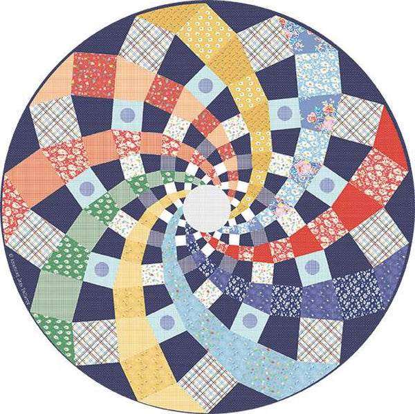 Image of the Space and Counter Space quilt pattern by American Jane for Riley Blake Designs. Features a swirl pattern in a circle. 
Cute Little Fabric Shop