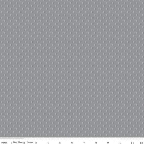 Image of the Midnight Meadow Calico Gray by My Minds Eye for Riley Blake Designs. Features an array of a cluster of dots on a gray background. 
Cute Little Fabric Shop