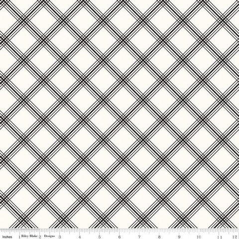 Image of the Midnight Meadow Plaid Cream by My Minds Eye for Riley Blake Designs. Features a diagonal grid plaid pattern on a cream background. 
Cute Little Fabric Shop