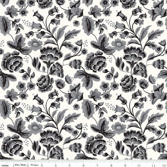 Image of the Midnight Meadow Main Cream by My Minds Eye for Riley Blake Designs. Features sprigs of flowers and leaves on a cream background. 
Cute Little Fabric Shop